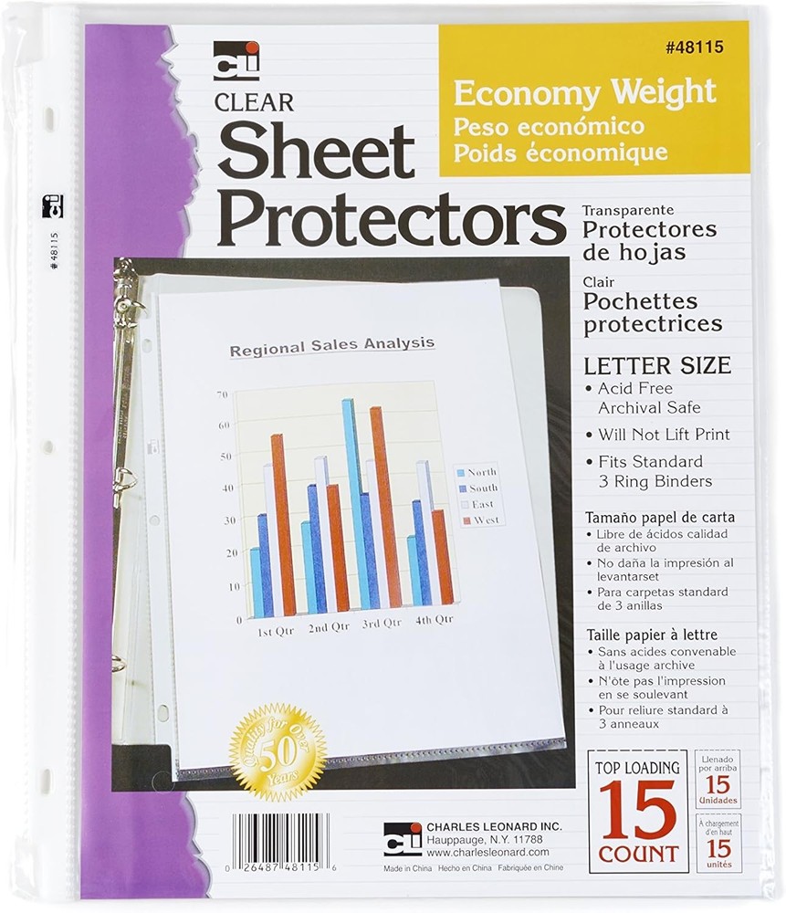 Sheet Protectors, Loading with Binder Holes, 2 Mils