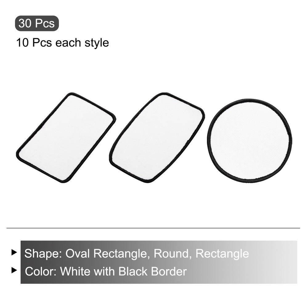 30pcs Sublimation Patch Blank 3 Shape White with Black Border