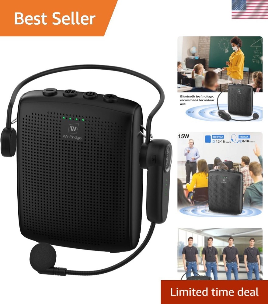 Voice Amplifier with Bluetooth, Portable Speaker and Microphone Set, Wireless...