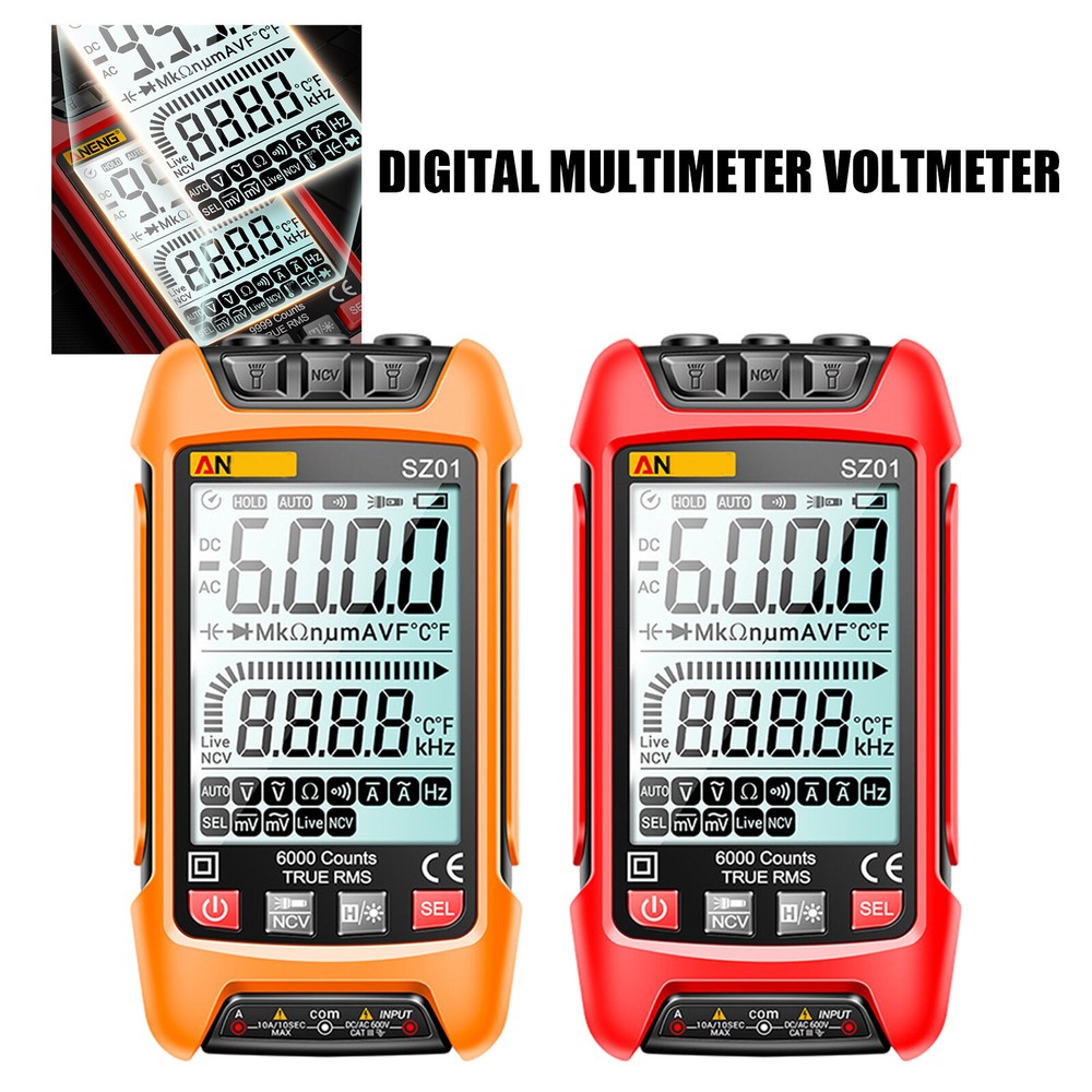 Digital 9000 Counts Multimeter Voltmeter Ohmmeter Temp Diode NVC Tester