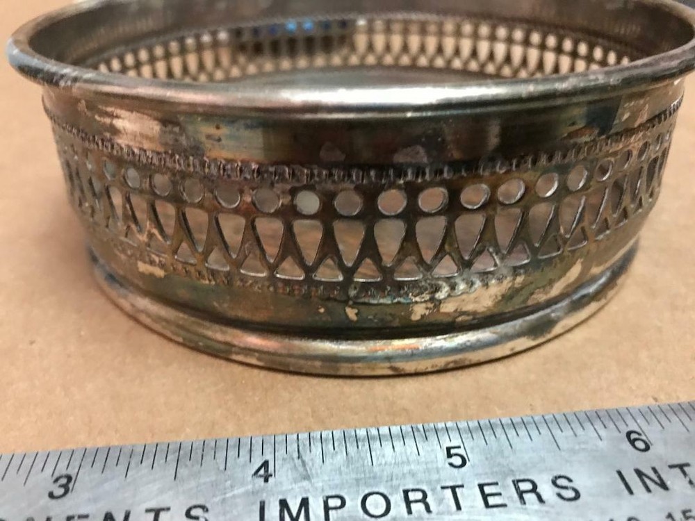 Sheffield Reed & Barton Silver Plate Gallery Wine Bottle Coaster