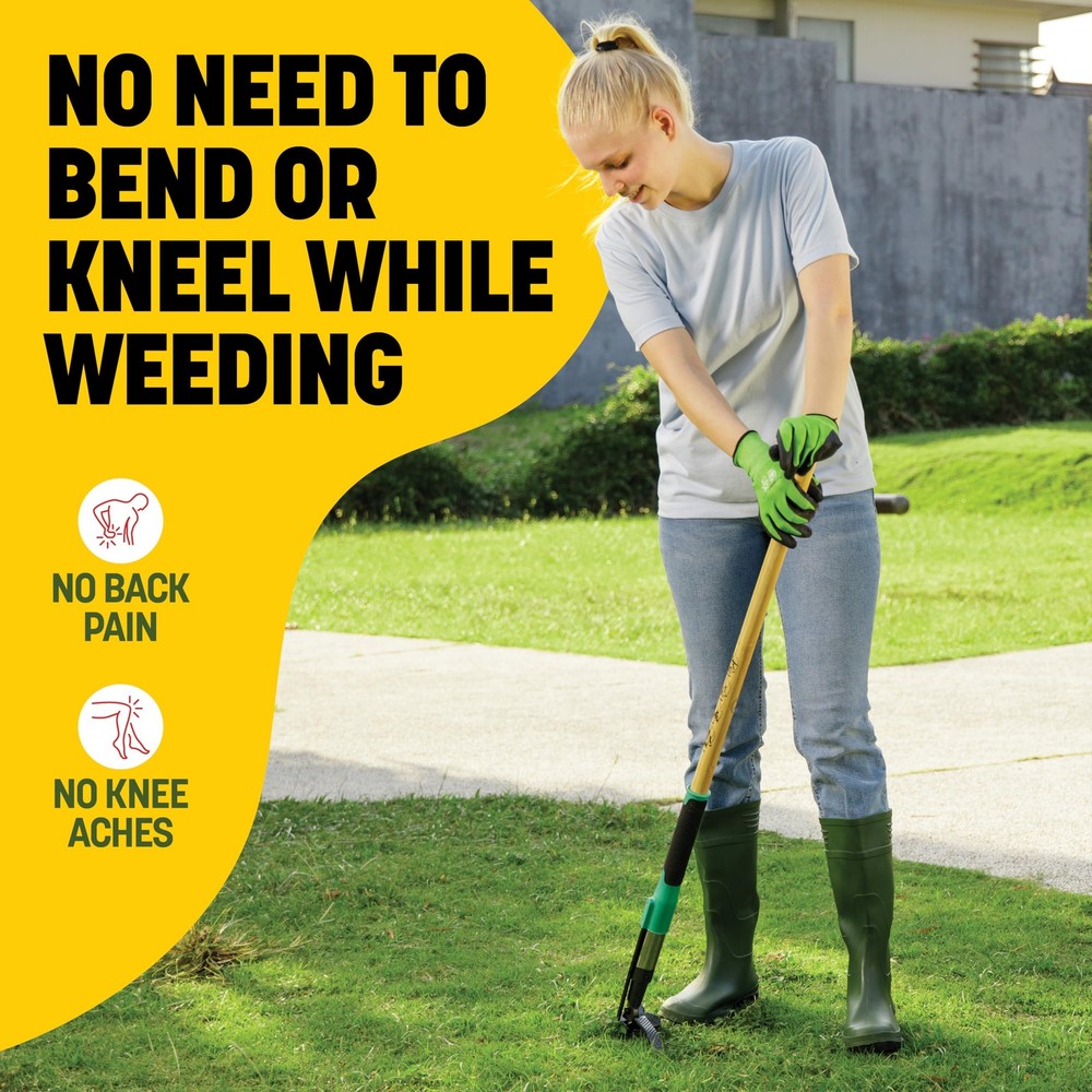 Papa's Tools Weed Puller Tool, 44" Stand Up Weeder Garden Tools & 4 Claw Stee...
