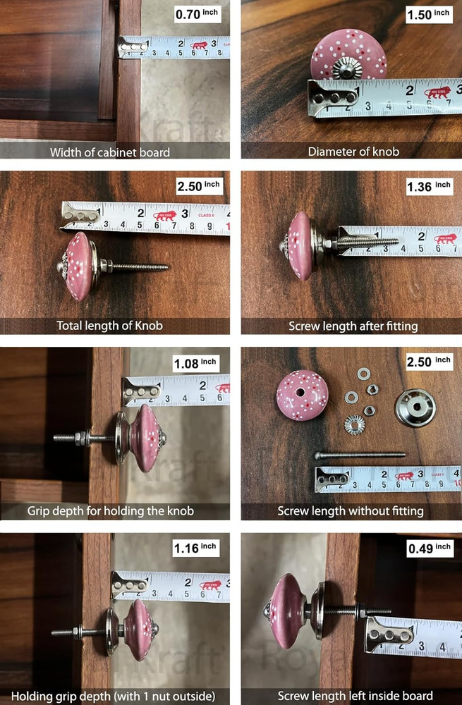 Vintage Blue Hand Painted Ceramic Pull Knobs for Kitchen Cabinet, Door & Drawer,