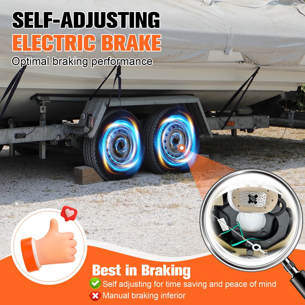 New Electric Trailer Self Adjusting Brake 5-5.5" Hub Drum Kit For 3500 lb Axle
