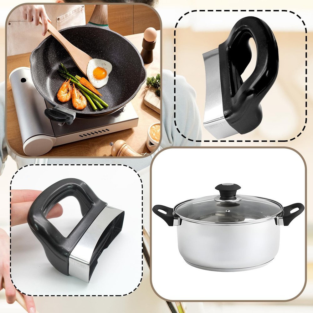 suiwotin 2pcs Pot Handle, Pan Handle Replacement for Sauce 2 Pieces, Black