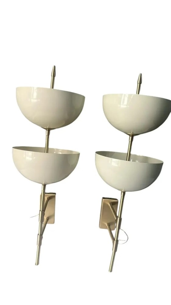 Brass & White Dome Wall Sconces: Modern Minimalist Vanity Lighting