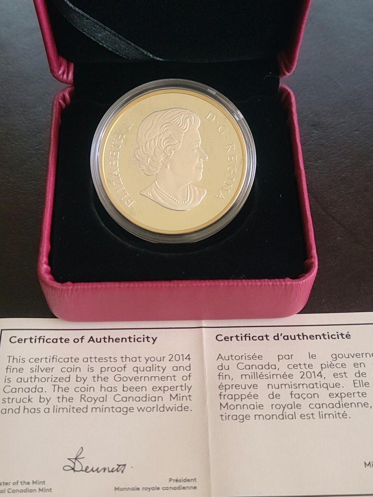 2014 Canada $20 Perched Bald Eagle Proof 1 oz Silver Coin in RCM Box COA
