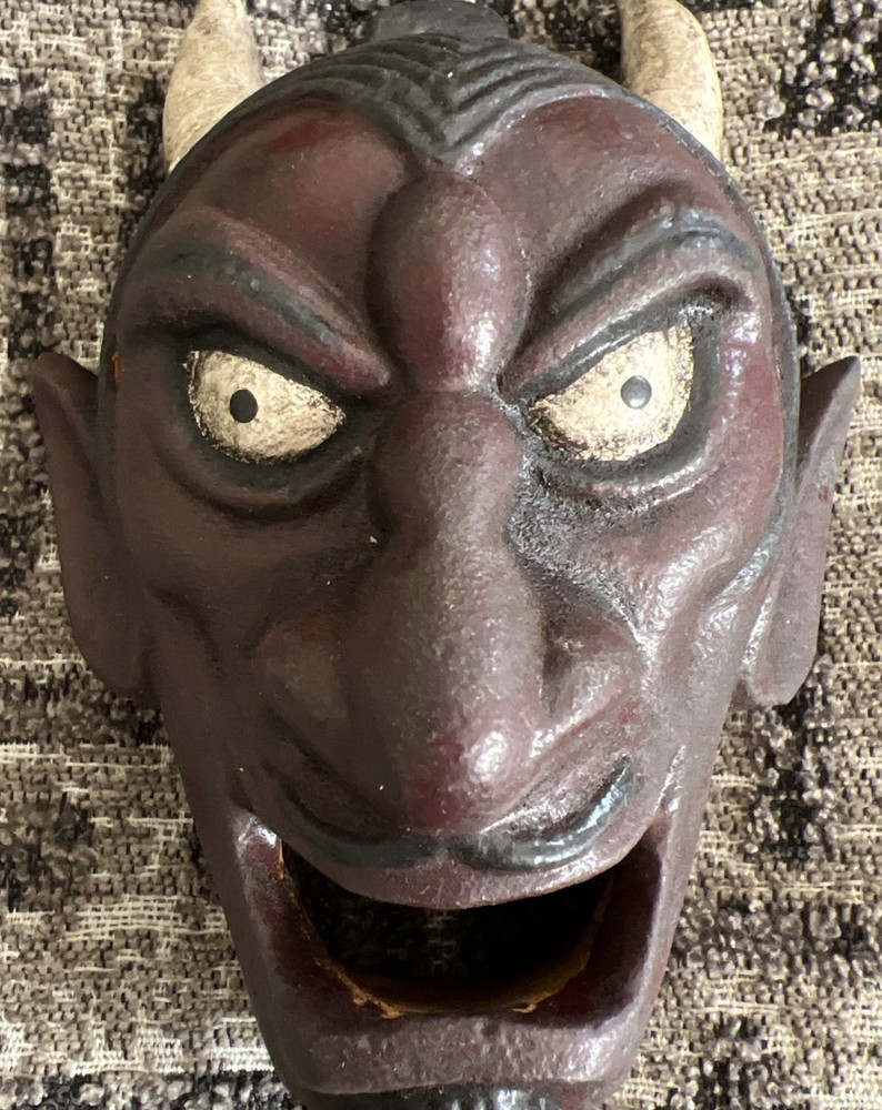 Antique Style Devil Bottle Opener Folk Art Wall Mount Cast Iron Devil