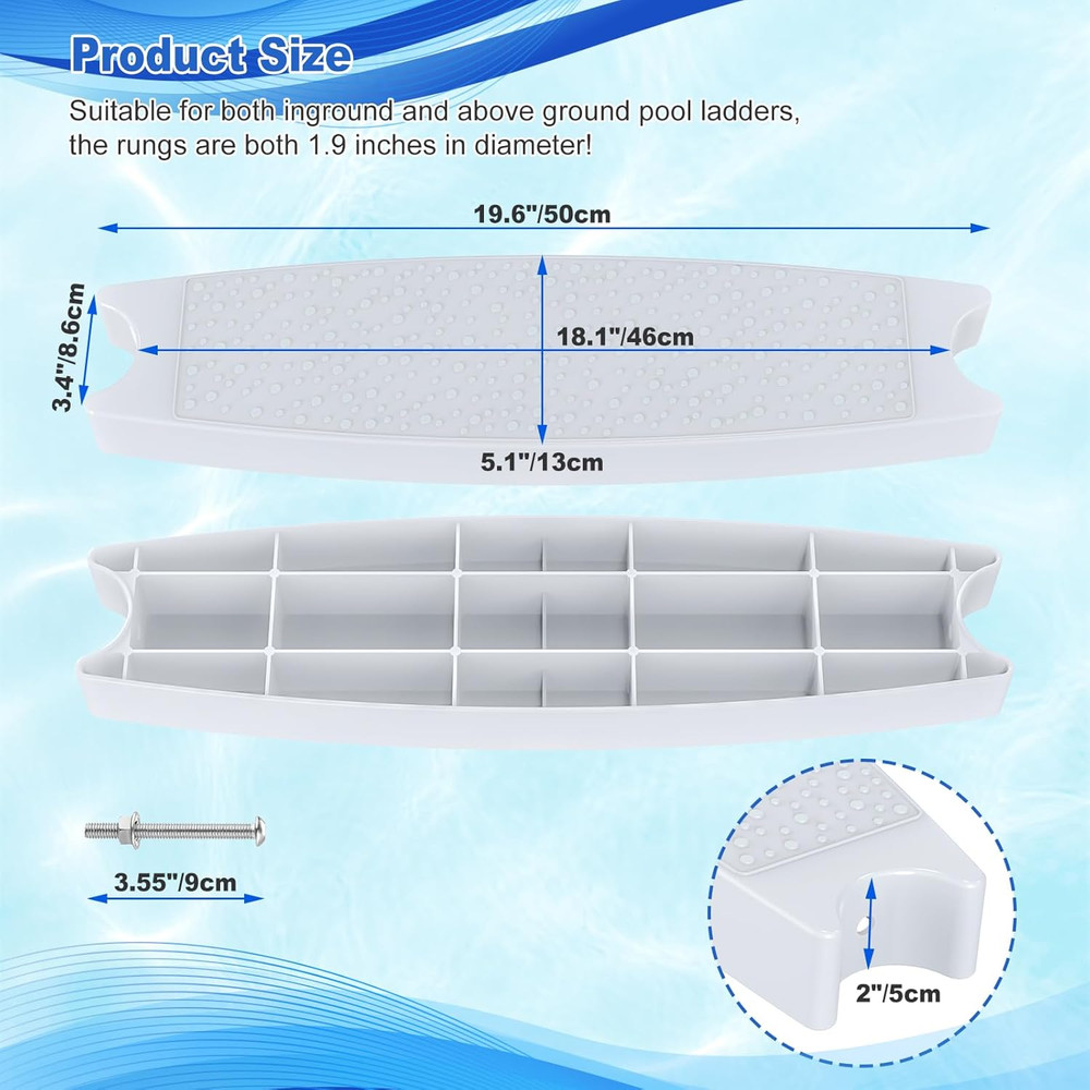 18" Universal Pool Ladder Steps (3-Pack) - Heavy-Duty Molded Plastic Replacement