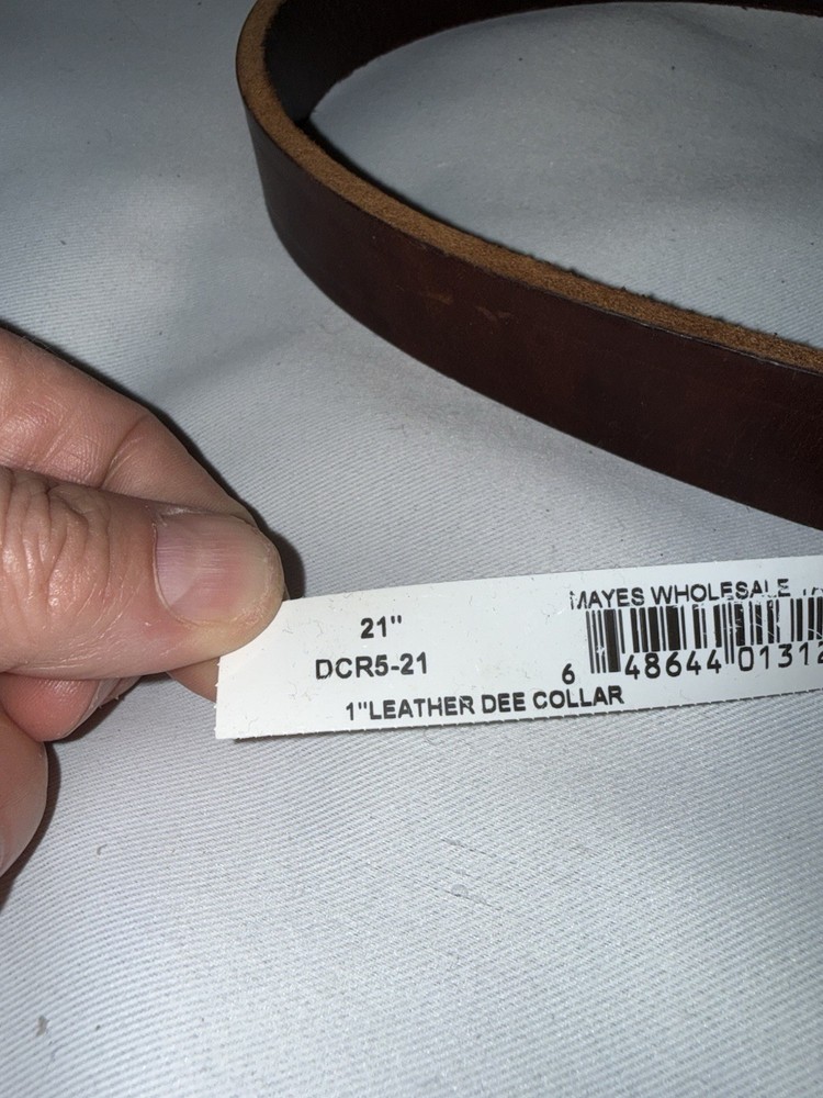 Leather Dog Collar 21” Leather Dee Collar