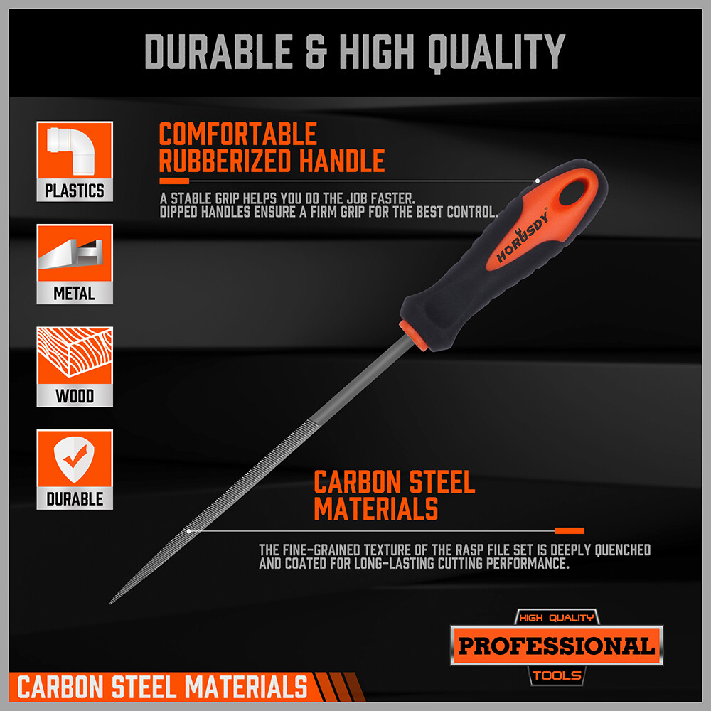 6PC Needle File Set 6" Flat Square Triangular Round Half-Round Strength W/ Pouch