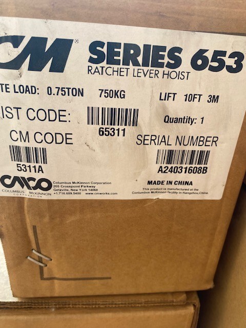 CM 5311A 653A Puller Lever Tool 3/4 Ton, 10FT Lift