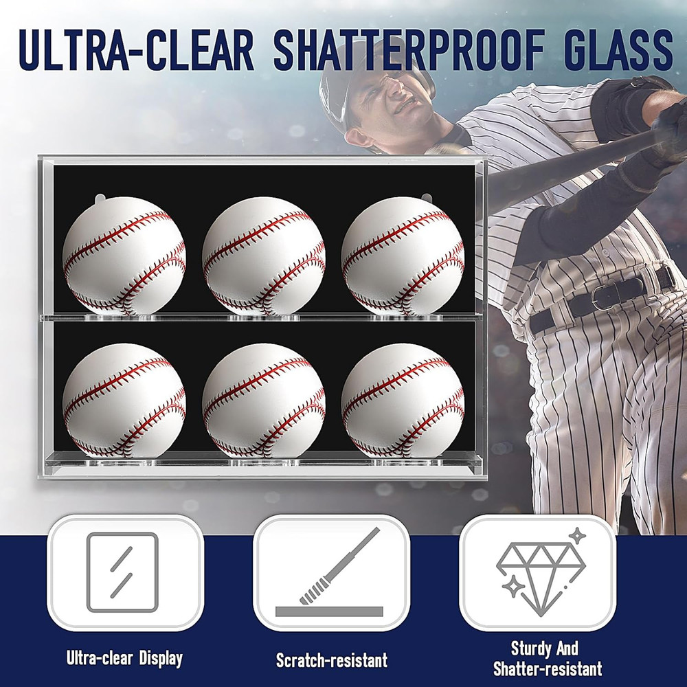 Acrylic Baseball Display Case Wall Mounted Display Holder Shadow Box Clear Baseb
