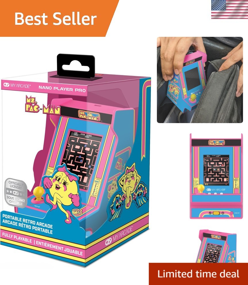 Ms. Pac-Man 4.8” Mini Arcade with 2.4” Screen - Nostalgic Gaming Experience