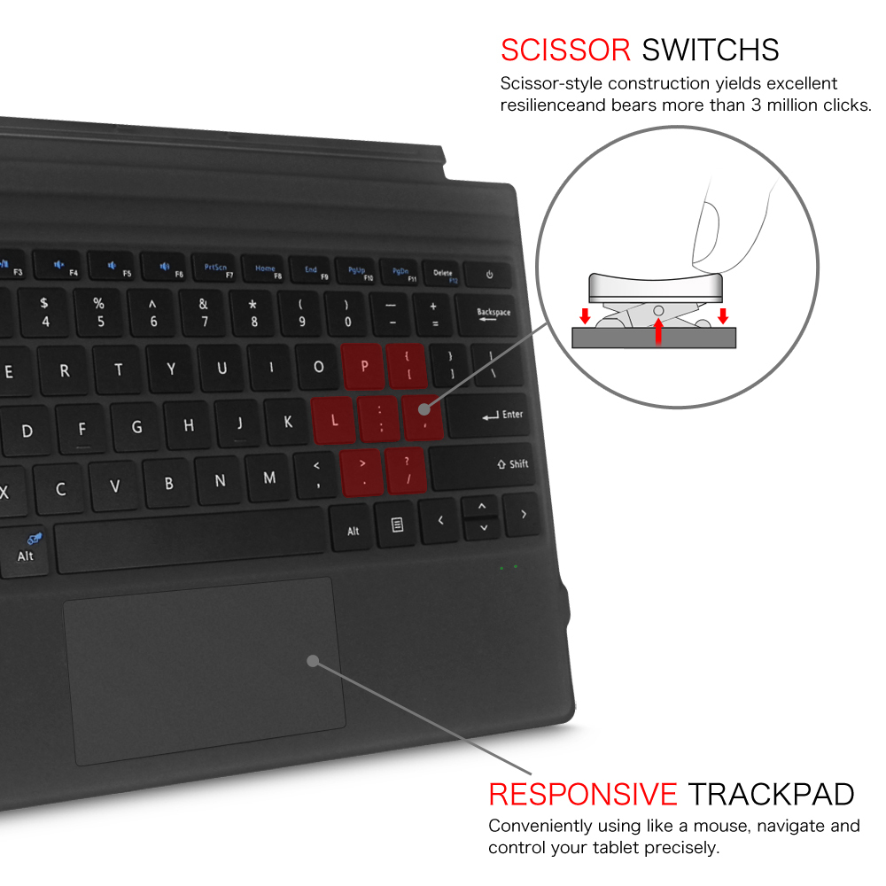 For Microsoft Surface Pro 7 Plus/ 7 /6 12.3'' Type Cover Slim Bluetooth Keyboard