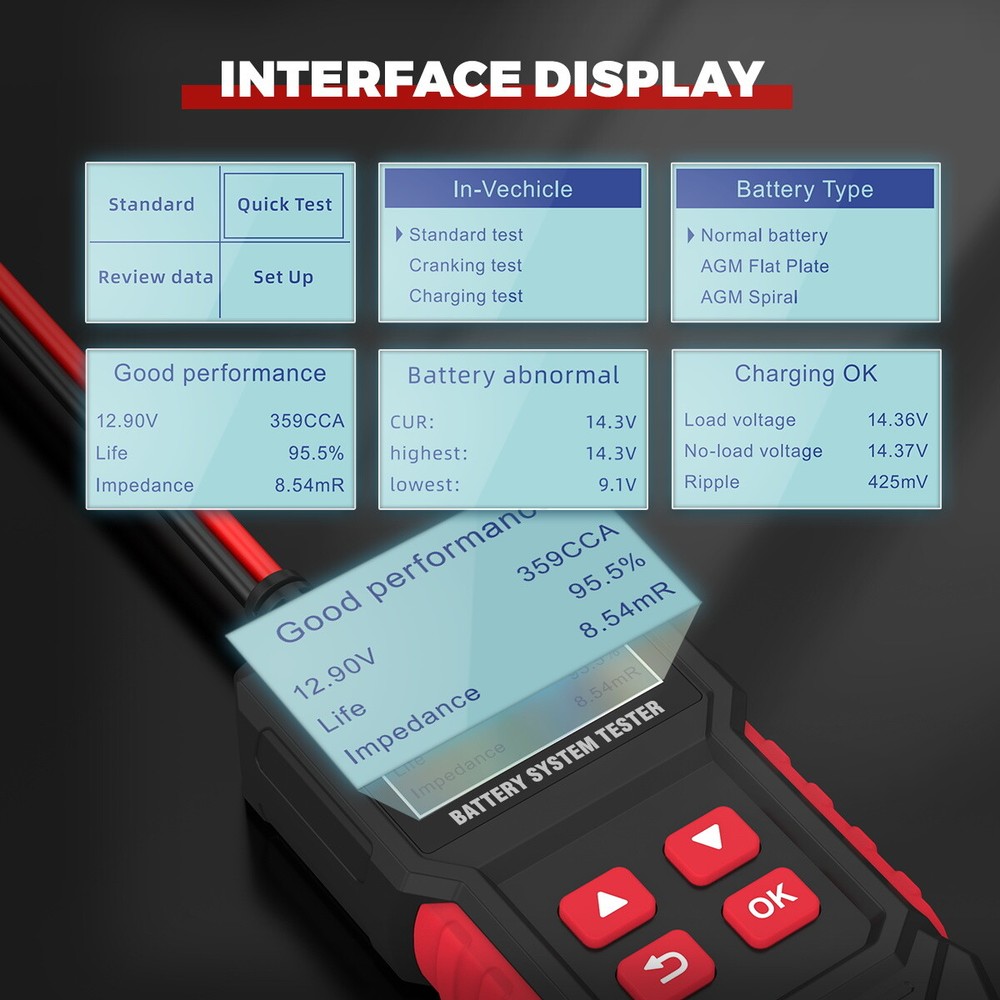 Motorcycle Battery Tester Battery Load Tester Cranking Charging System Analyzer