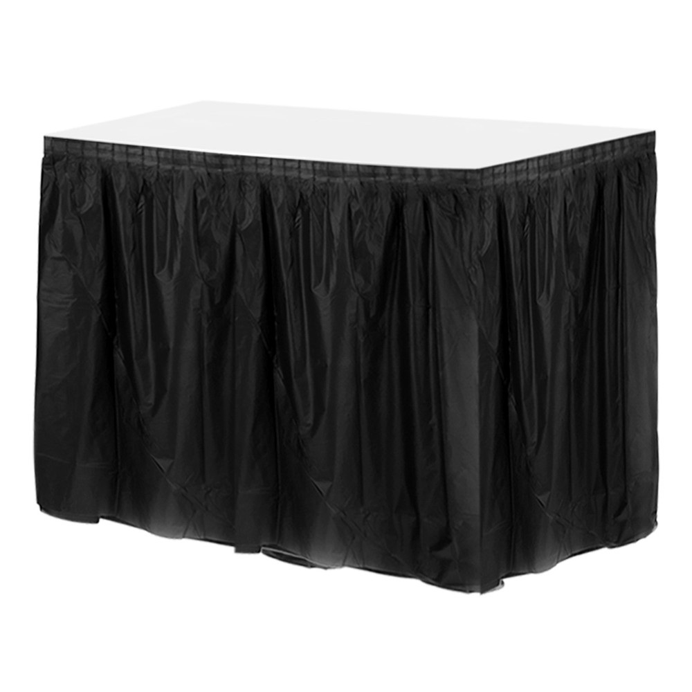 1 Pack Black Plastic Table Skirts, 29 in x 14 Ft Table Skirts Rectangle