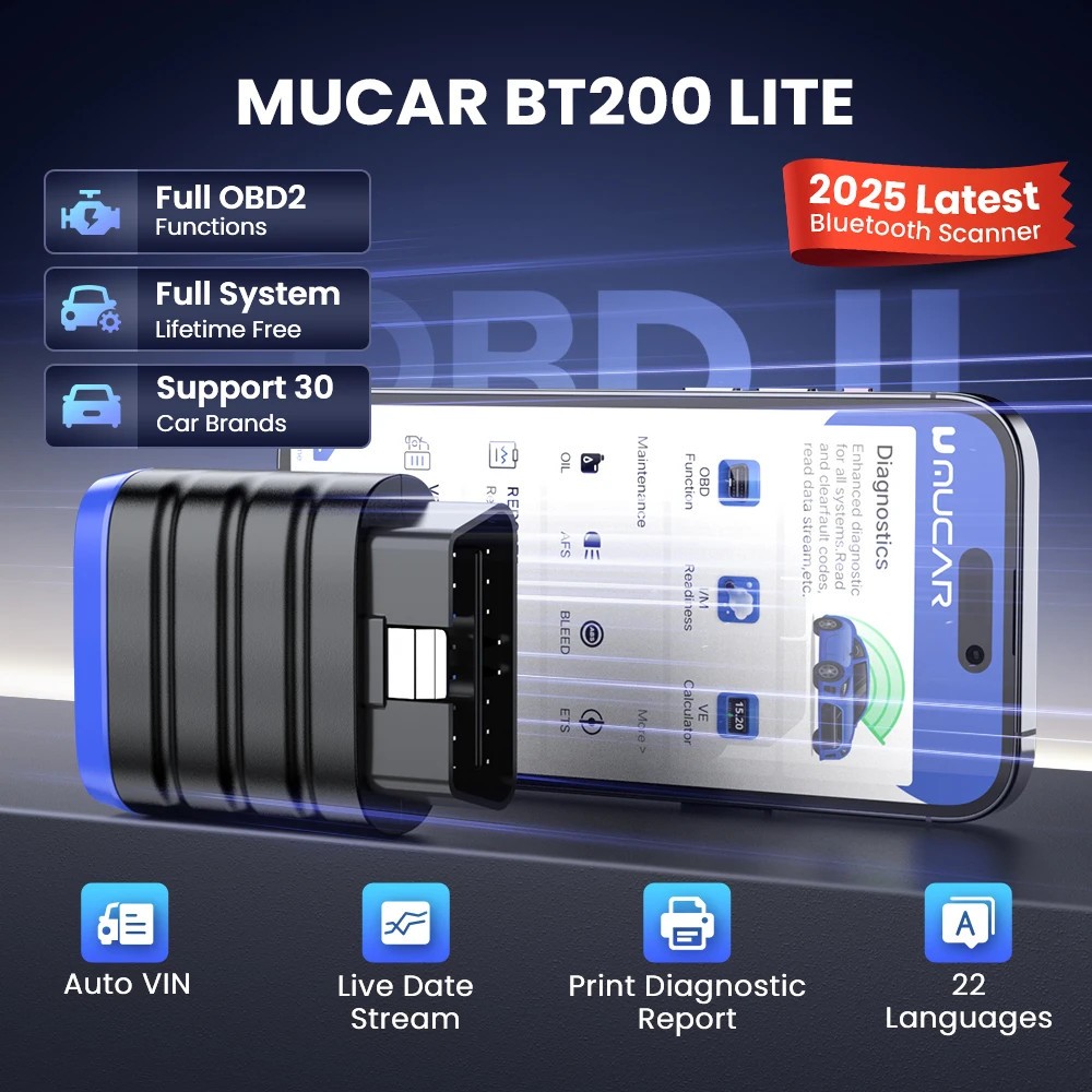 MUCAR BT200 LITE Full System Auto OBD2 Diagnostic Scanner Bluetooth Code Reader