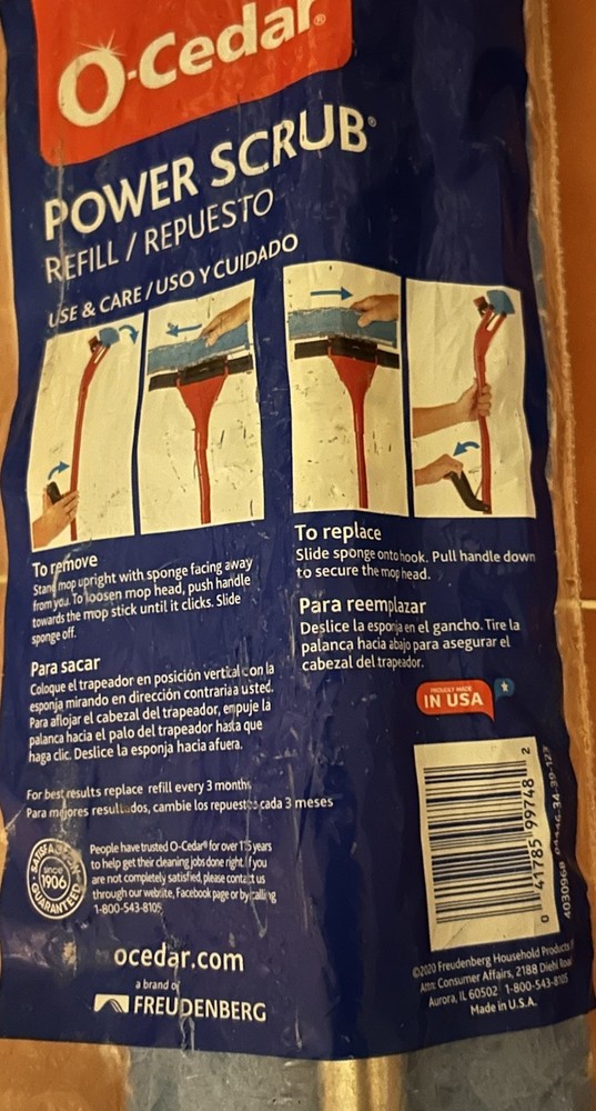 O Cedar Power Scrub Microfiber Refill Mop Head New Sealed