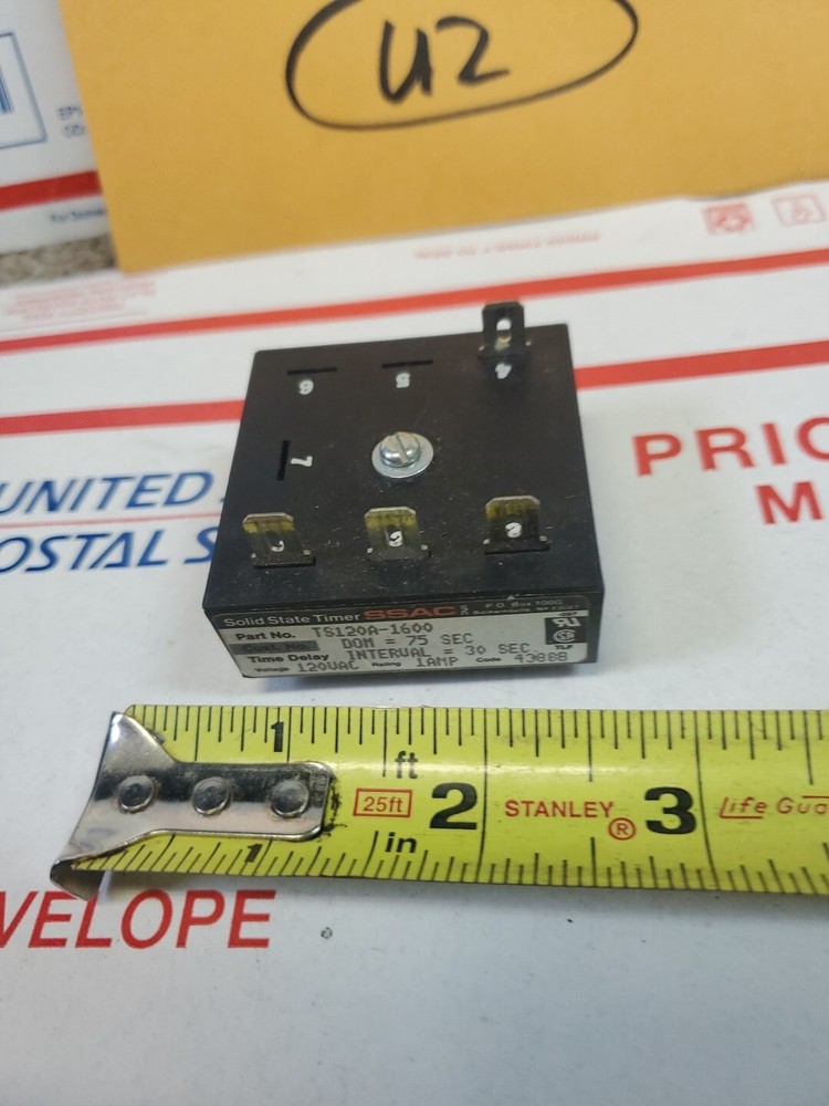 SSAC TS120A-1600 Solid State Timer DOM 75 SEC INTERVAL 30 SEC 120VAC USED, U2