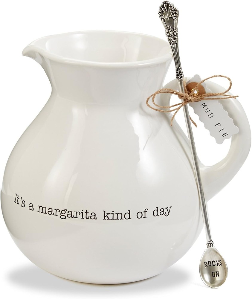 Mud Pie Margarita Pitcher Set, White