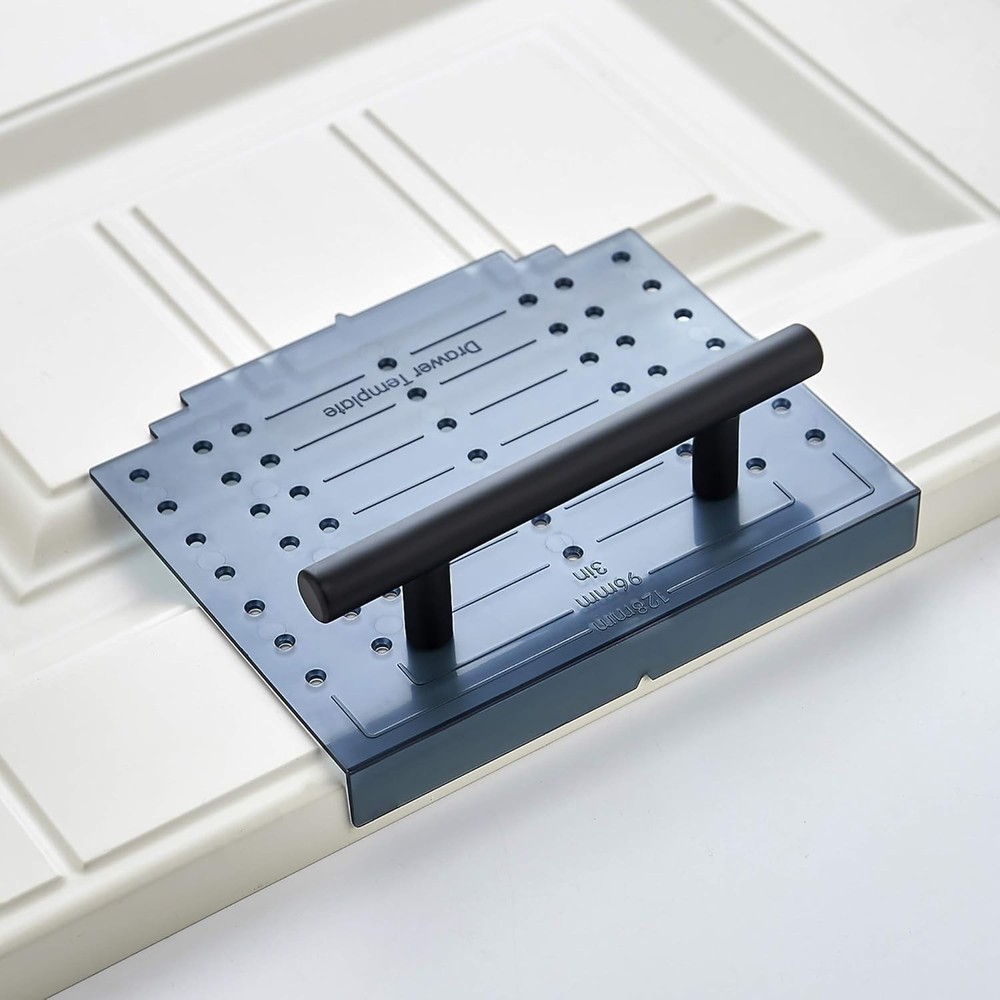 Cabinet Hardware Installation Template Kit with Drill Bit - Black Durable Design