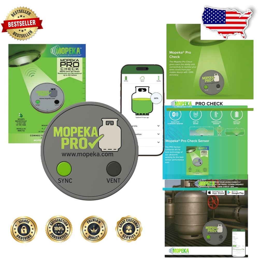 Pro Check Wireless Propane Gauge - Ultrasonic Level Indicator, App Remote Rea...