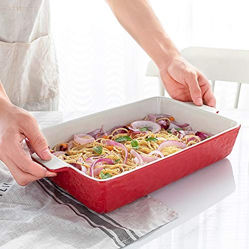 Baking Dishes, Rectangular Bakeware Set Ceramic Baking Pan Lasagna Pans Red