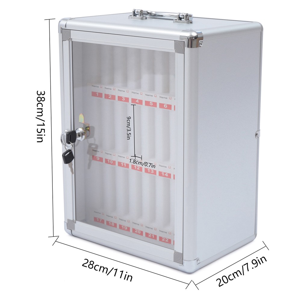 Wall Mount Cell Phone Storage Cabinet 24 Slots Pocket Chart Desktop Lockable