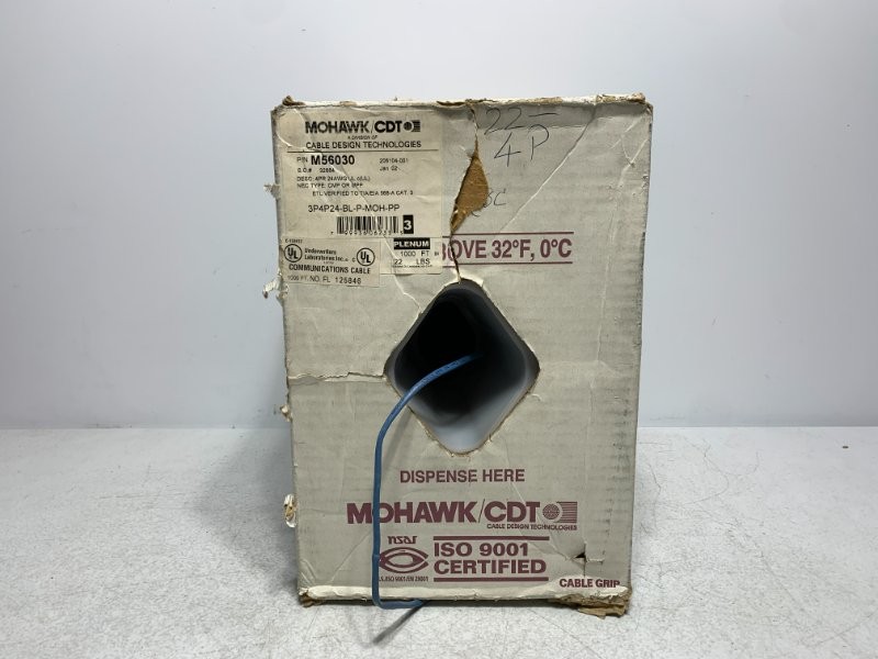 Mohawk M56030 Communication Cable 4PR 24AWG Plenum 1000'