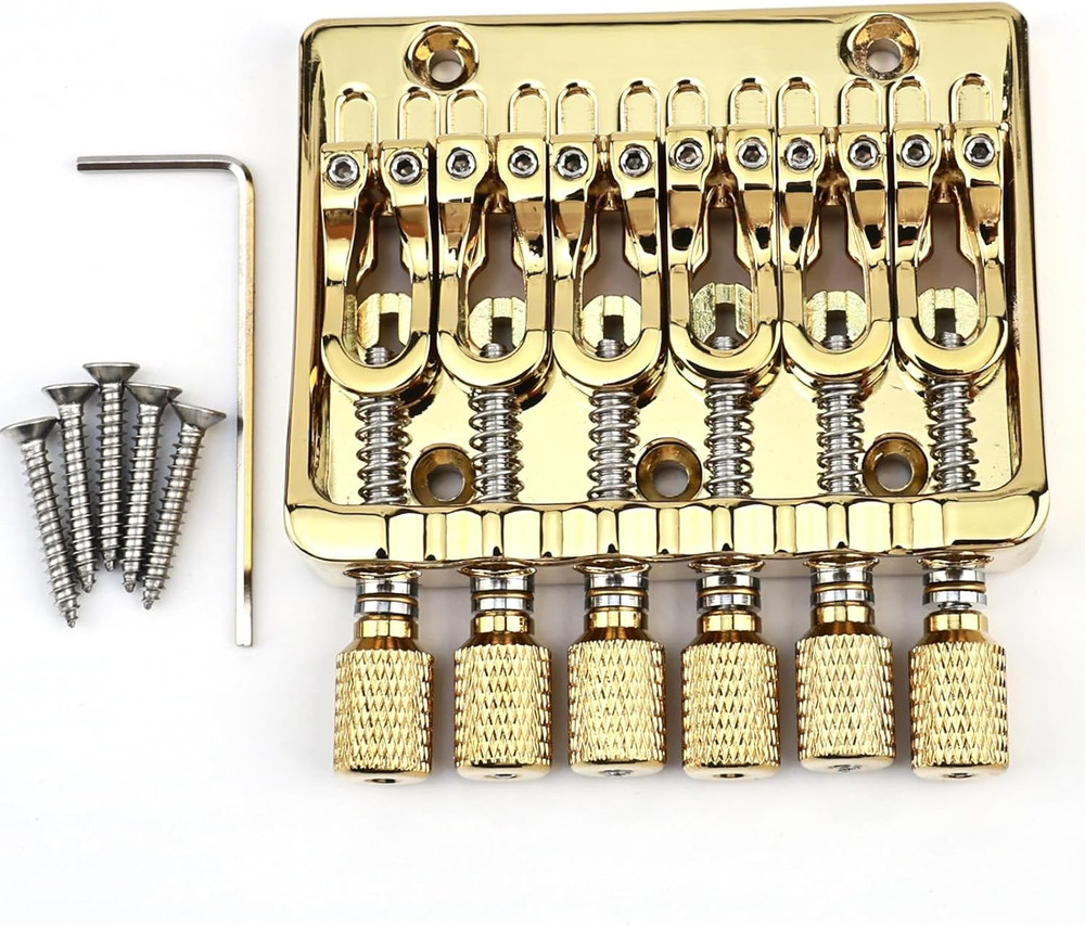 Gold 6 String Headless Guitar Fixed Bridge System Set