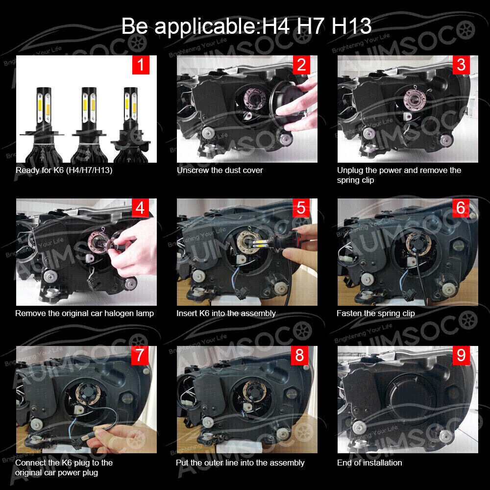 For Honda CRV CR-V 2007-2014 LED Headlight High/Low Beam Bulbs 6500K White Combo