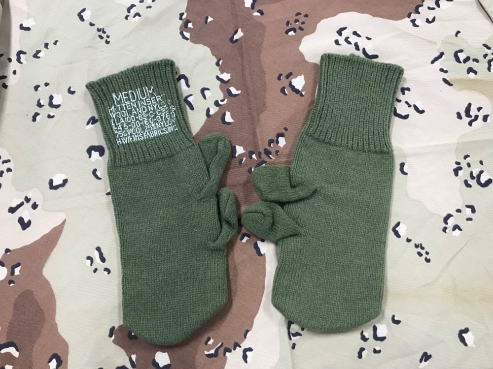 Wool Military Trigger Finger Mitten LINERS AMBIDEXTROUS Unissued MEDIUM