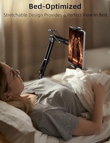 Tablet Floor Stand with 11lb Stable Base - Adjustable Height Stretchable Arm