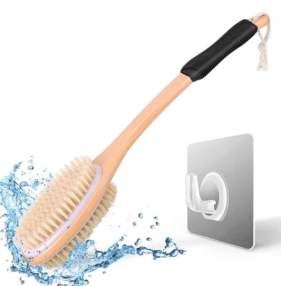 Ergonomically Back Scrubber for Shower - Double-Sided Back Brush Long Handle
