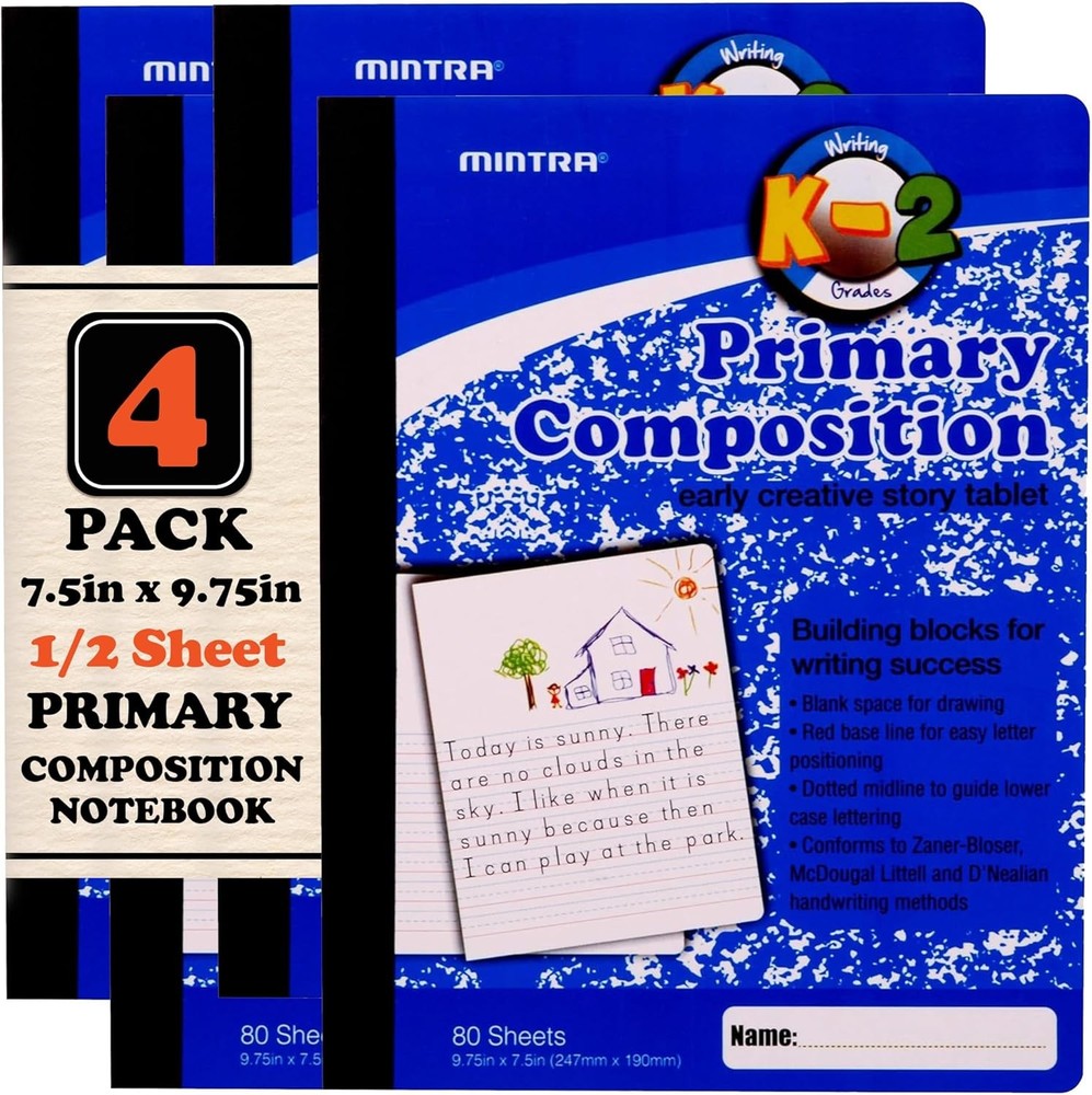 Mintra Primary posit Notebook,Blue Cover, 80 Sheets, x, 1/2 Sheet,
