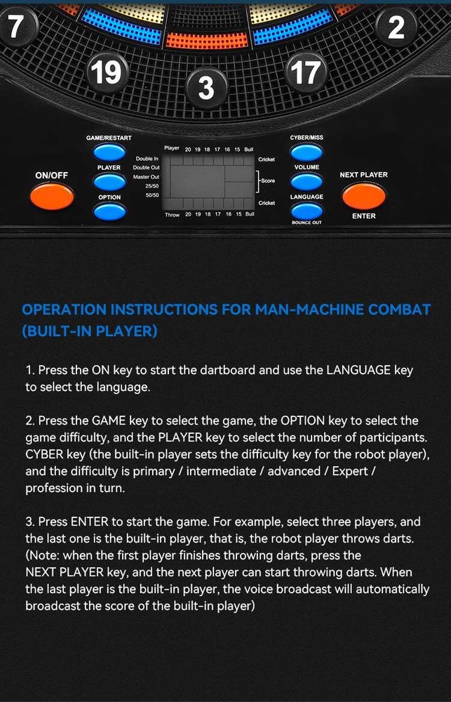 Cyeelife PRO Square Electronic Scoring Dartboard with 12pcs Soft darts set