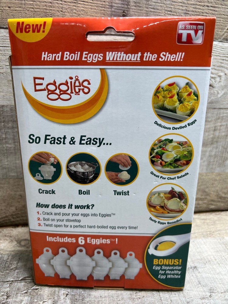 EGGIES HARD BOIL 6 EGGS WITHOUT THE SHELL, INCLUDES SEPARATOR, BRAND NEW