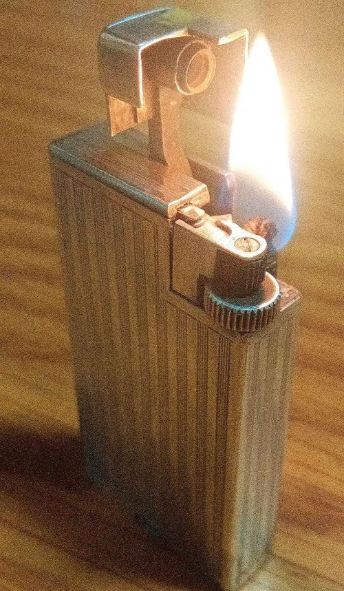 Working Dunhill Oil lighter silver Square Boy Long without box