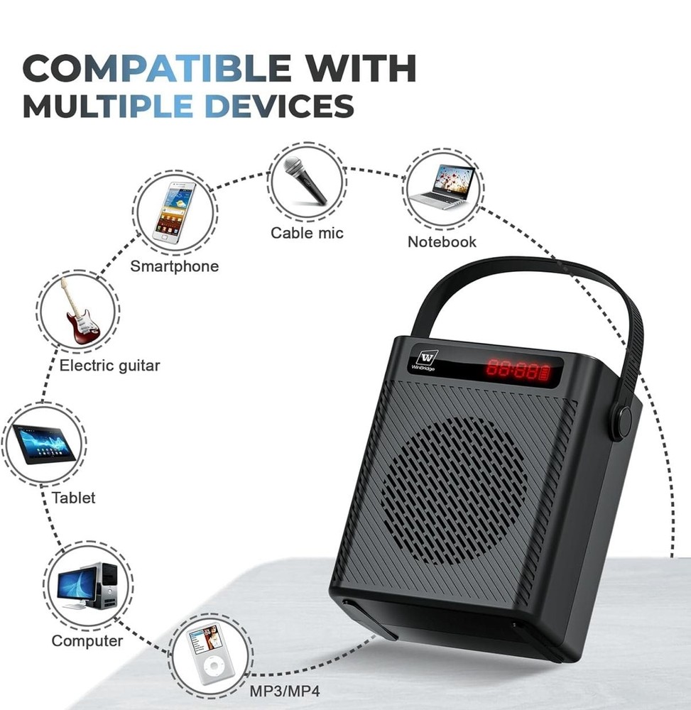 Voice Amplifier 30W Ultra-Light Portable Bluetooth 5.3 PA System, Wireless Micro