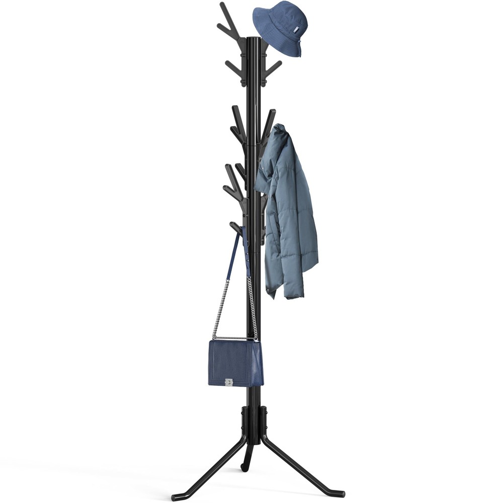 Simple Houseware Standing Coat and Hat Hanger Organizer Tree 18 Hooks, Black