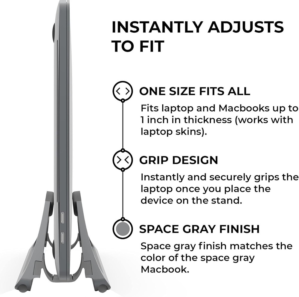 HumanCentric Vertical Laptop Stand for Desks (Space Gray) | Adjustable
