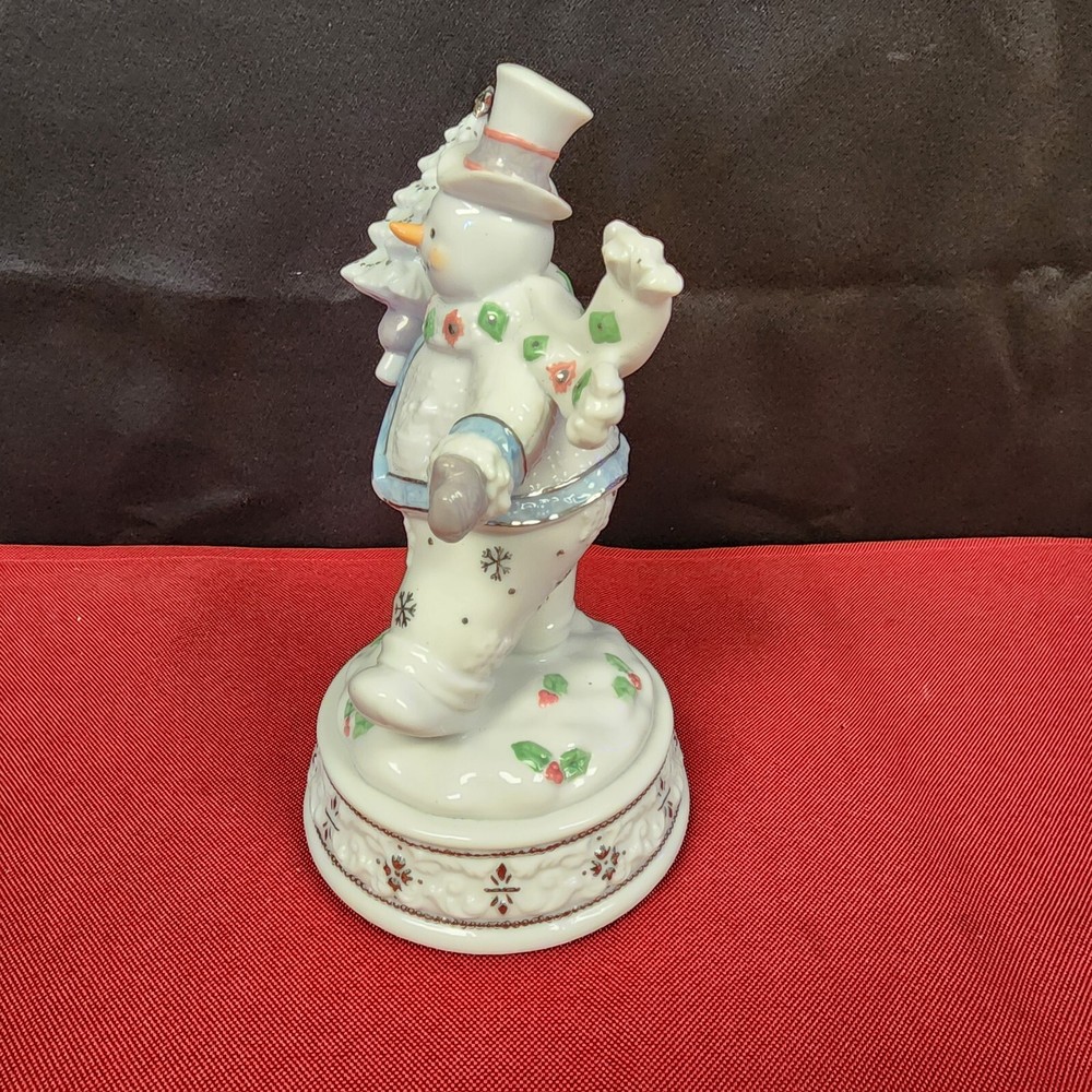Musical Porcelain White Snowman