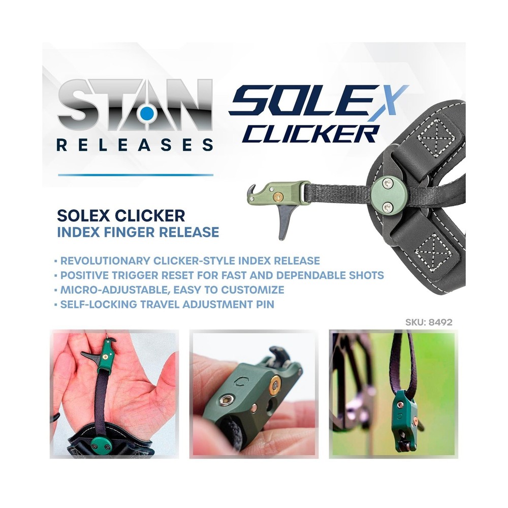 Stan SoleX Clicker Index Finger Bowhunting Archery Release - Wrist Strap Open...