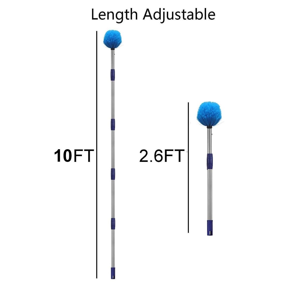 Cobweb Duster with Pole, 10ft Stainless Steel Pole Cobweb Brush with Medium-S...