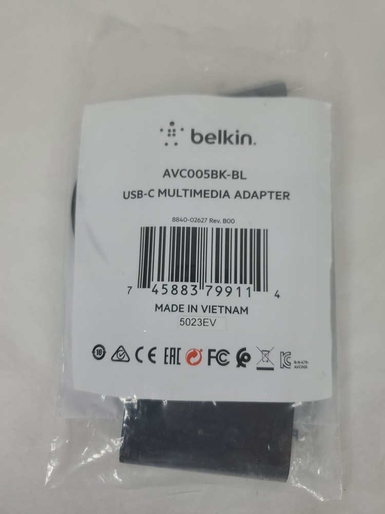 Belkin AVC005BKBL 4.33" USB-C Multimedia Adapter - Black New