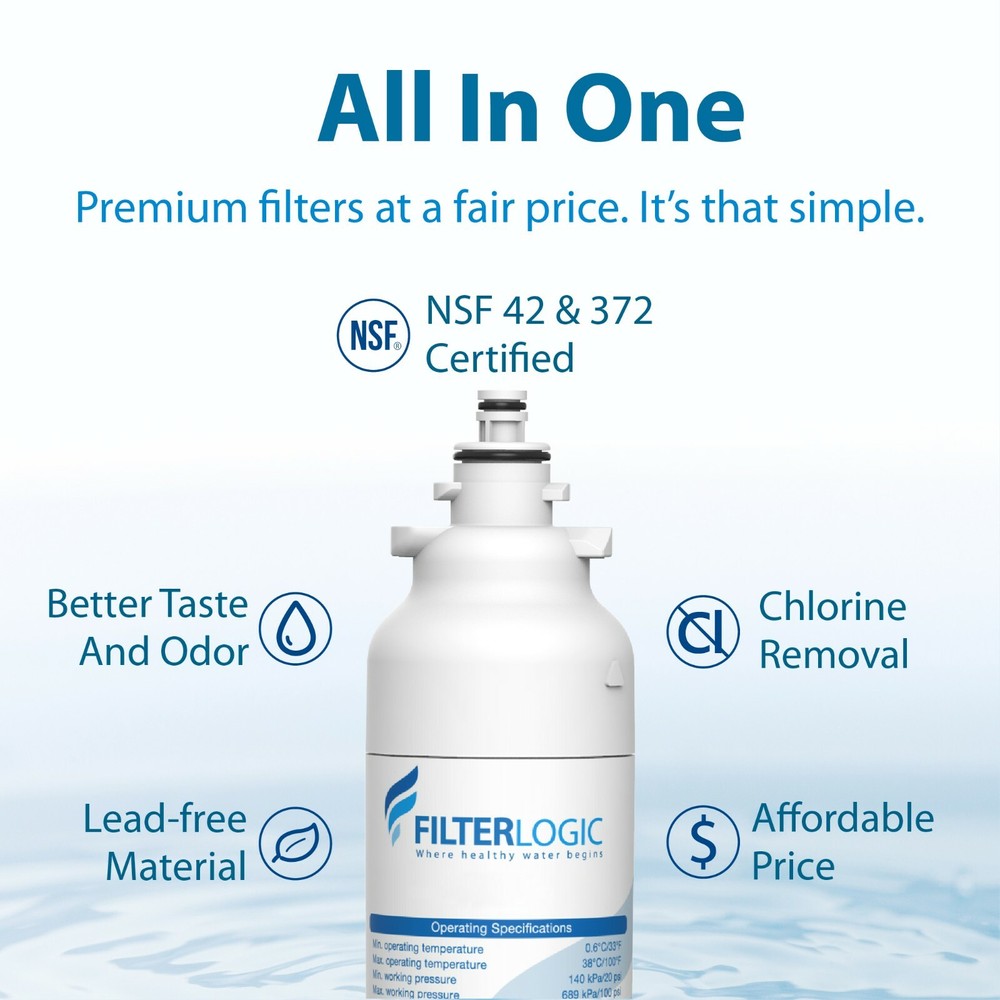 FilterLogic Refrigerator Water Filter, Replacement for LG® LT800P®