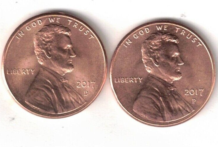 2017-D & P Two Brilliant Uncirculated Lincoln Cent Type Coins