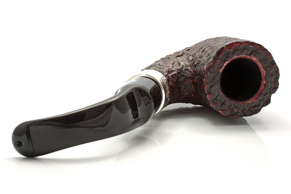 PETERSON "PUB" RUSTIC BENT OOM PAUL 9MM BRIAR PIPE pfeife STERLING SILVER