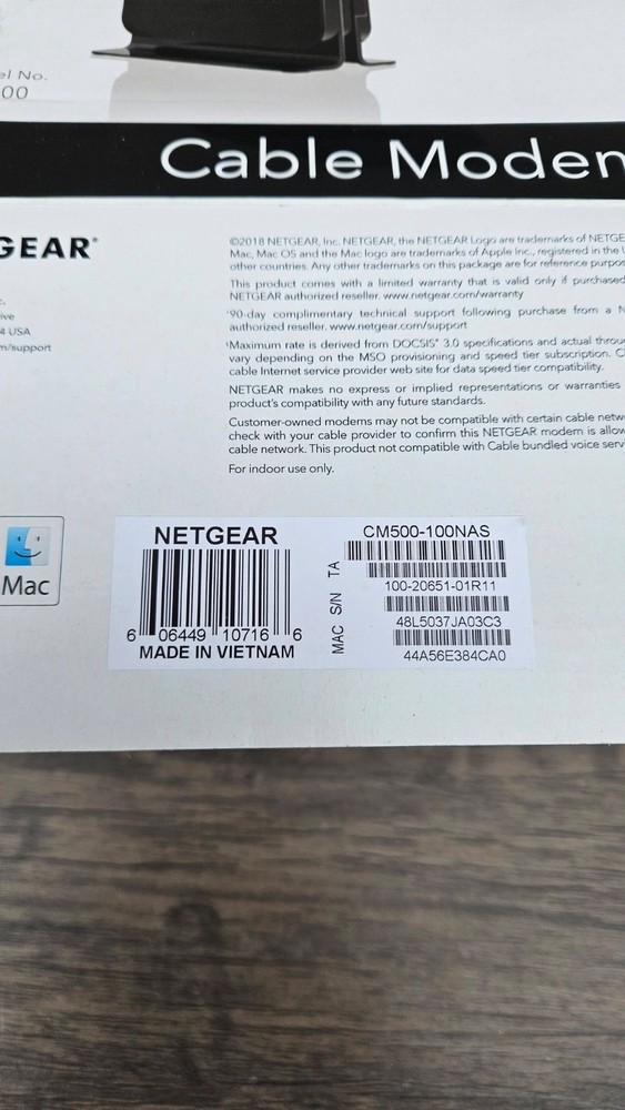 NETGEAR CM500 High Speed Cable Modem R5 1